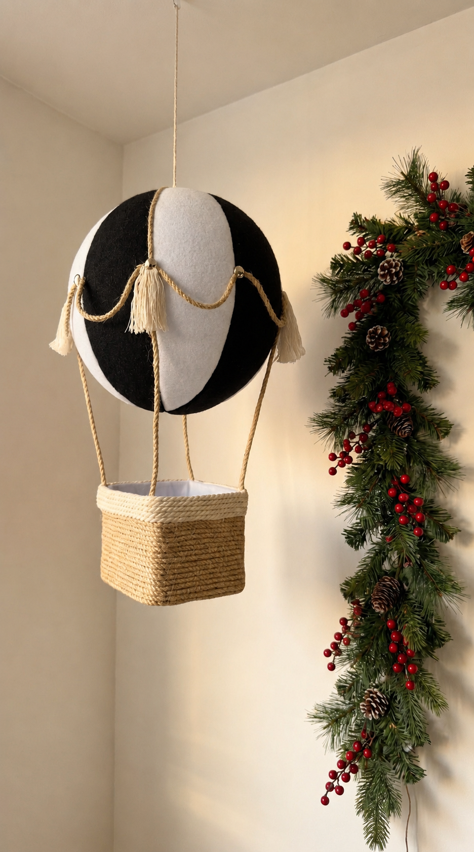 Globo aerostático- Adorno Árbol de Navidad (negro)