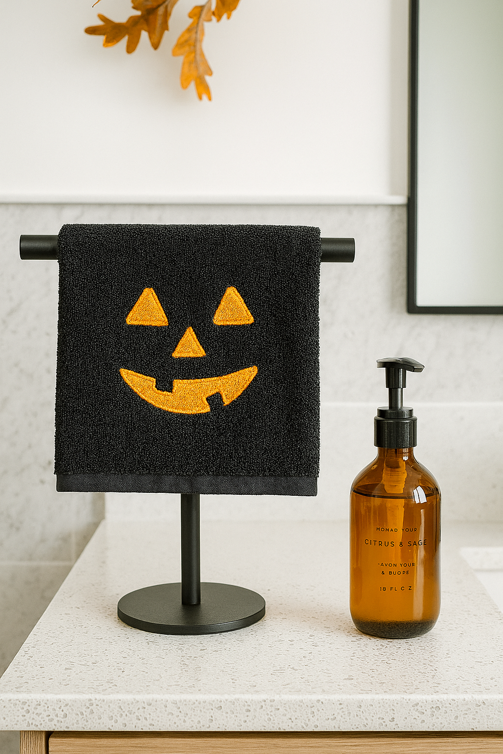 Pumpking face- Toalla de manos Halloween