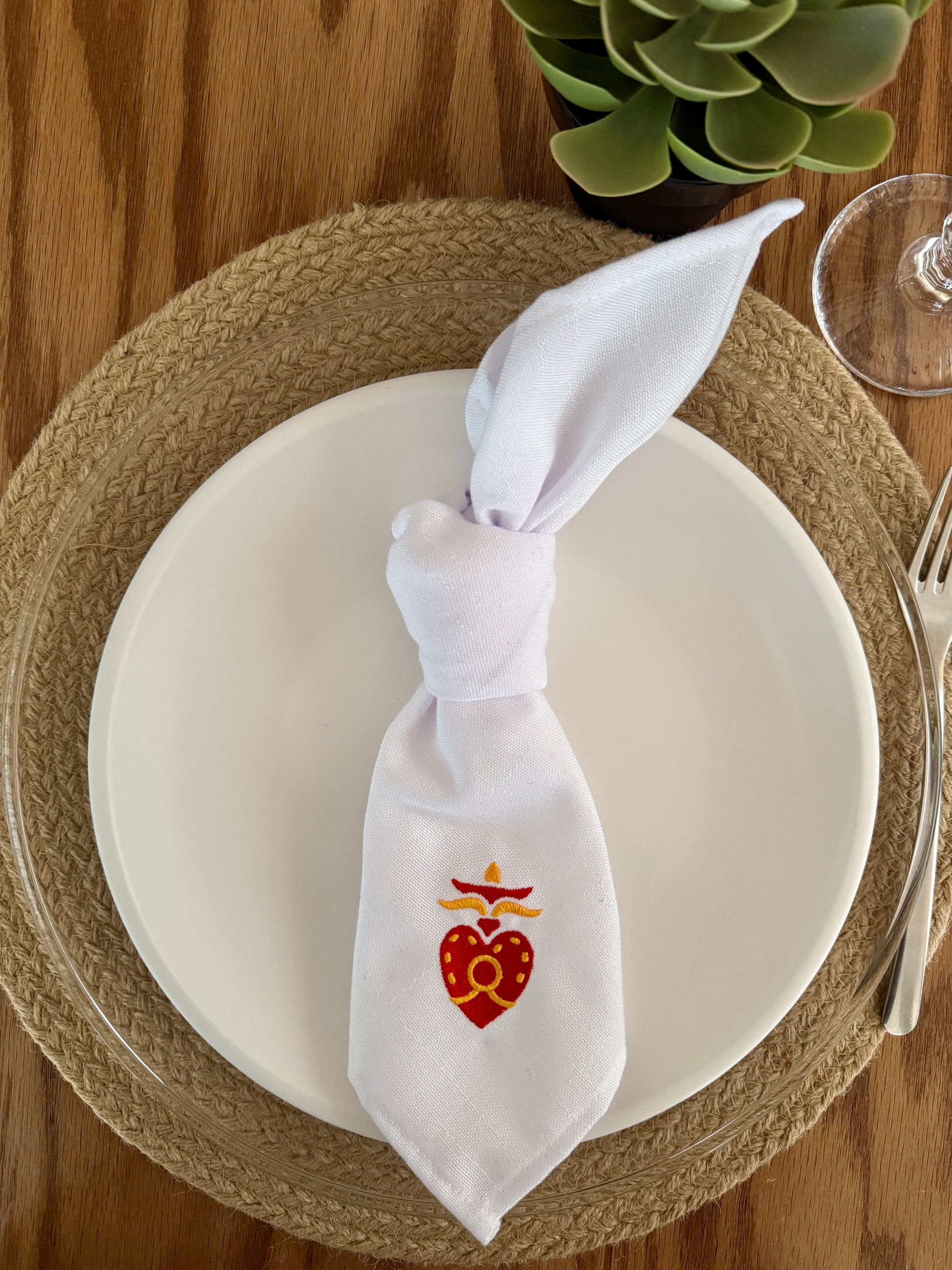 Servilletas con Corazón Bordado