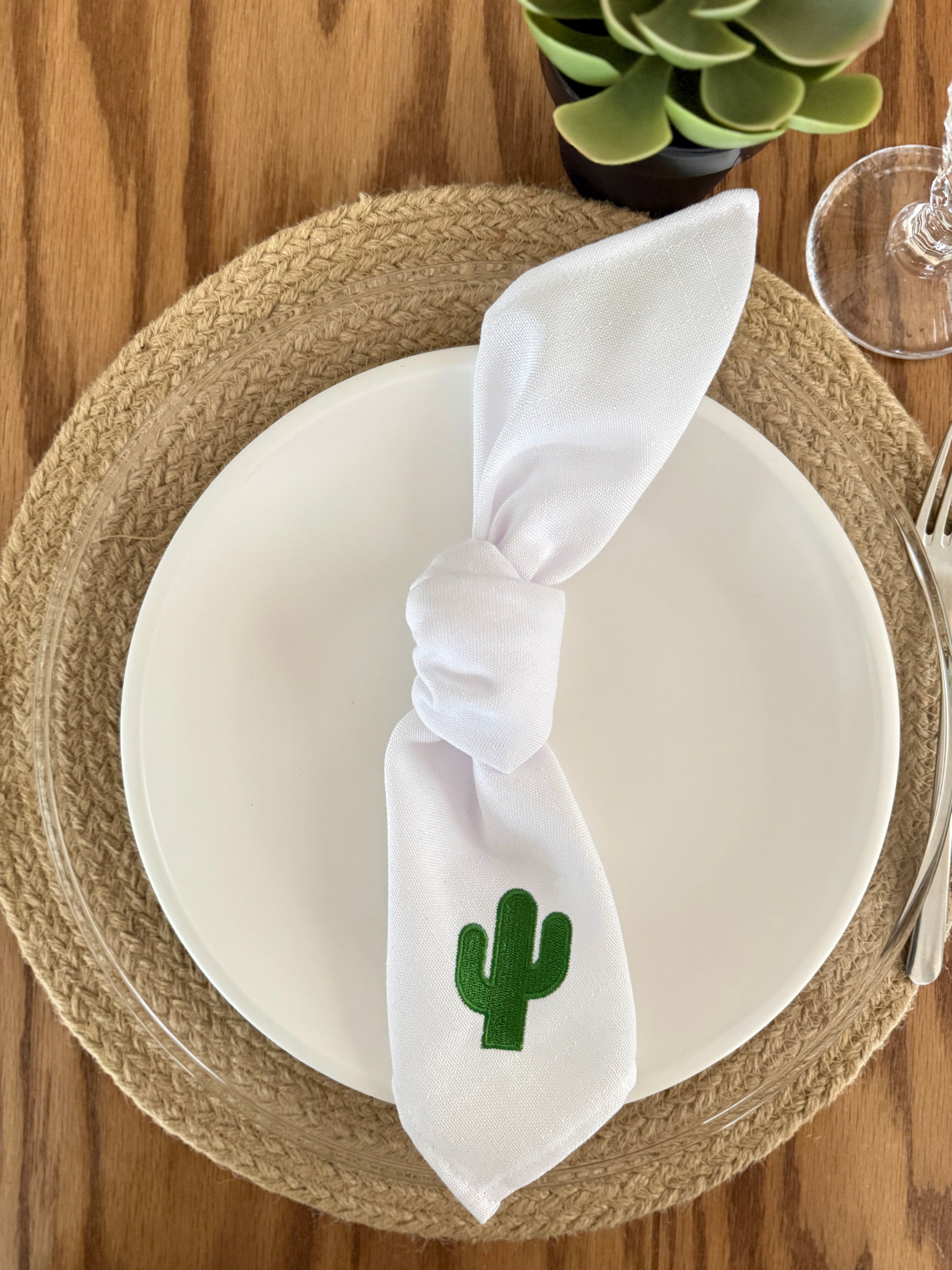 Servilletas con Cactus Bordado